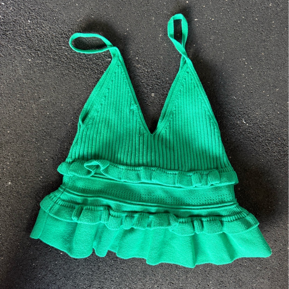 Green Ruffled women top